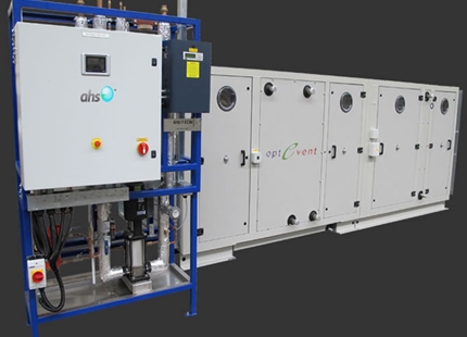 Evaporative humidifier provides cooling to packaged AHU