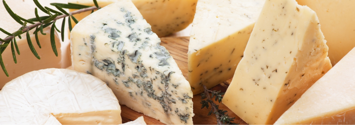 An assortment of cheeses