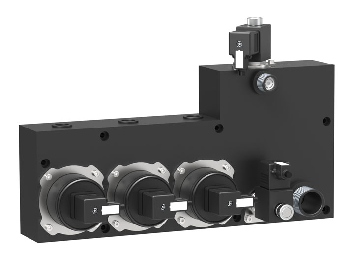 Hydraulic unit incorporates up to three low energy pumps